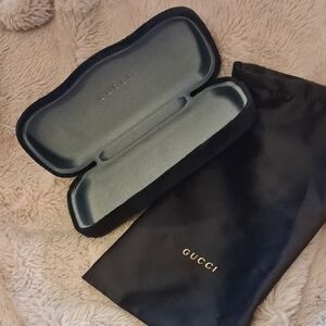 Gucci Black and Gray Eyeglass Case with Dust Bag